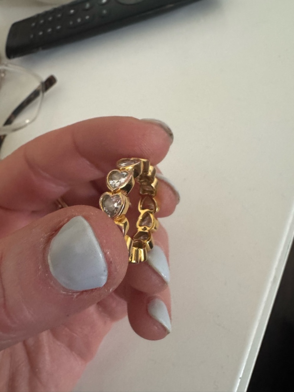 Gold Heart Crystal Eternity Ring - Women Jewelry - Picture 3 of 4